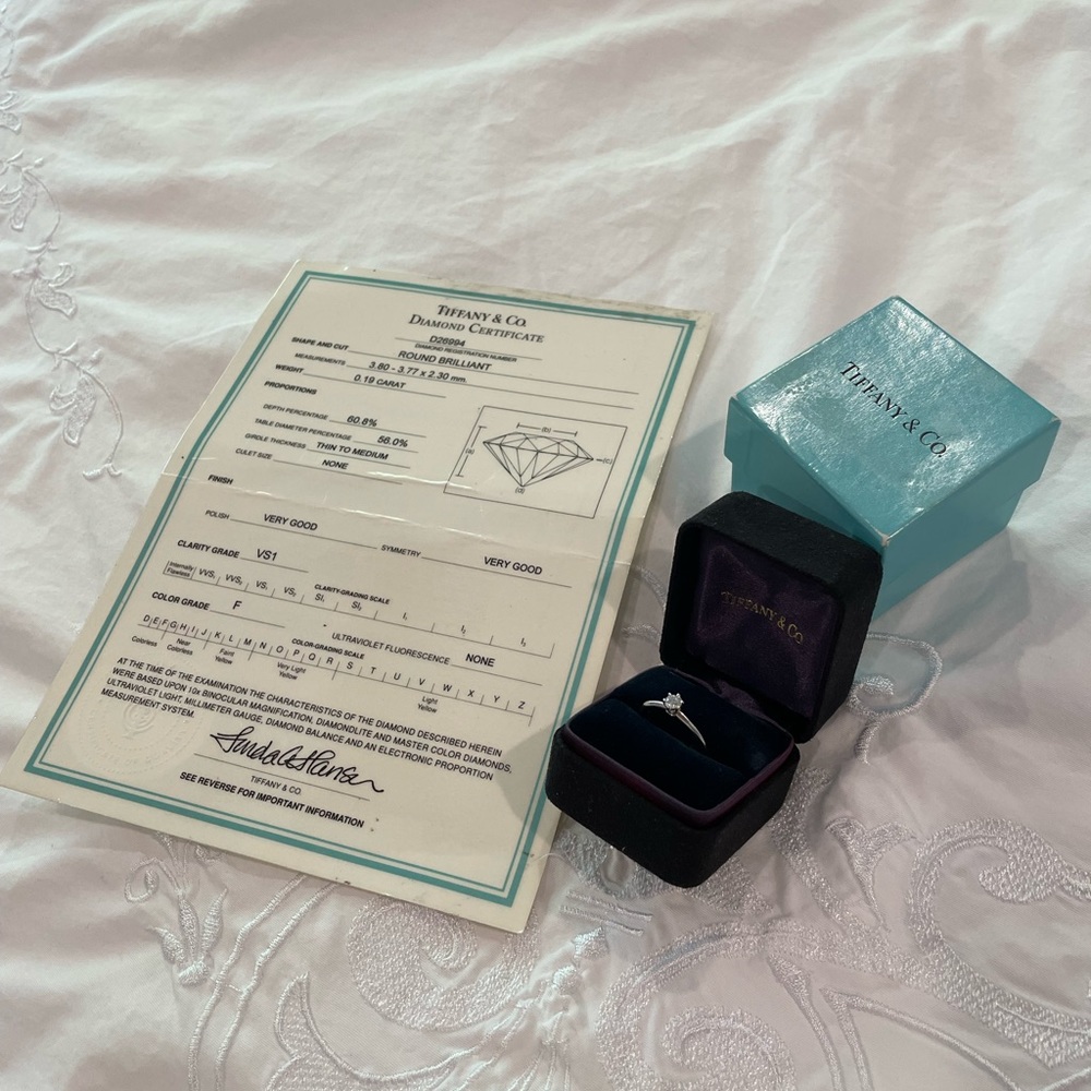 Tiffany & Co .19 Carat Size 4.5 Engagement Ring